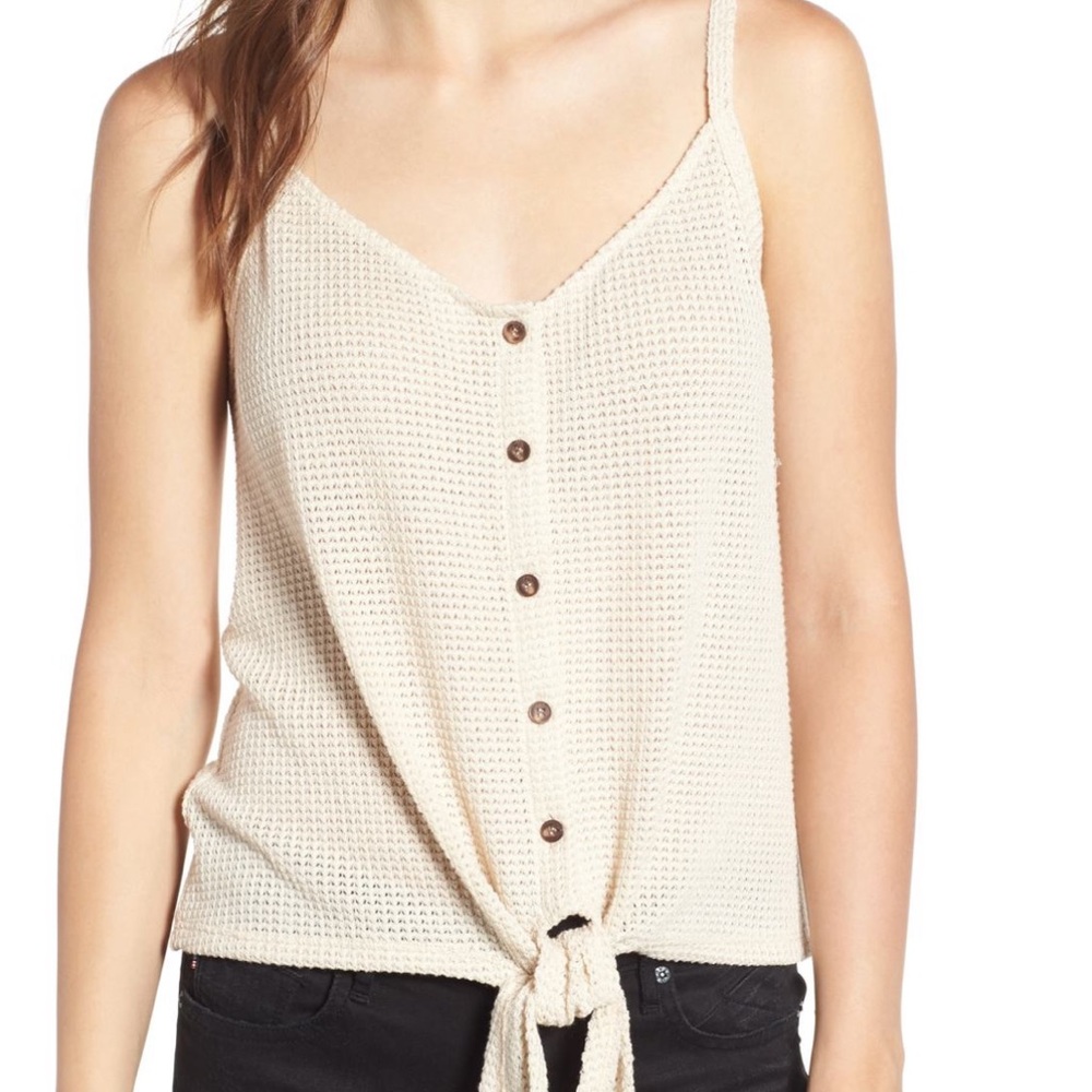 ALL IN FAVOR Cream Tie Hem Camisole Large